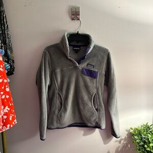 Patagonia Patagonia Snap T Fleece Pullover Sweater Polartec Gray Purple